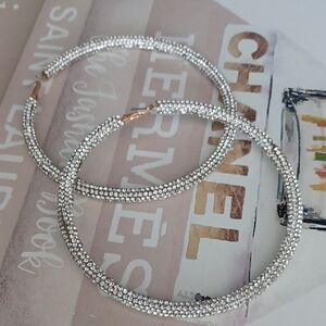 Rhinstone Super Sparkly Large Hoops